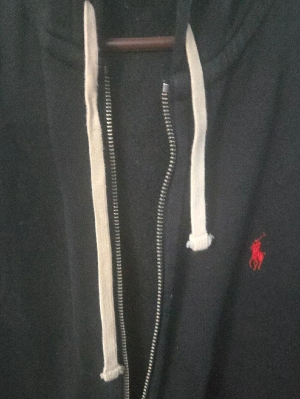 Polo by Ralph Lauren Black Zip-Up Hoodie with Red Pony